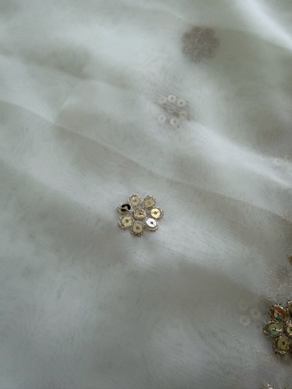 Ethnic Indian Wear Ivory & Gold Embroidered Lehenga Set - Picture 12 of 13